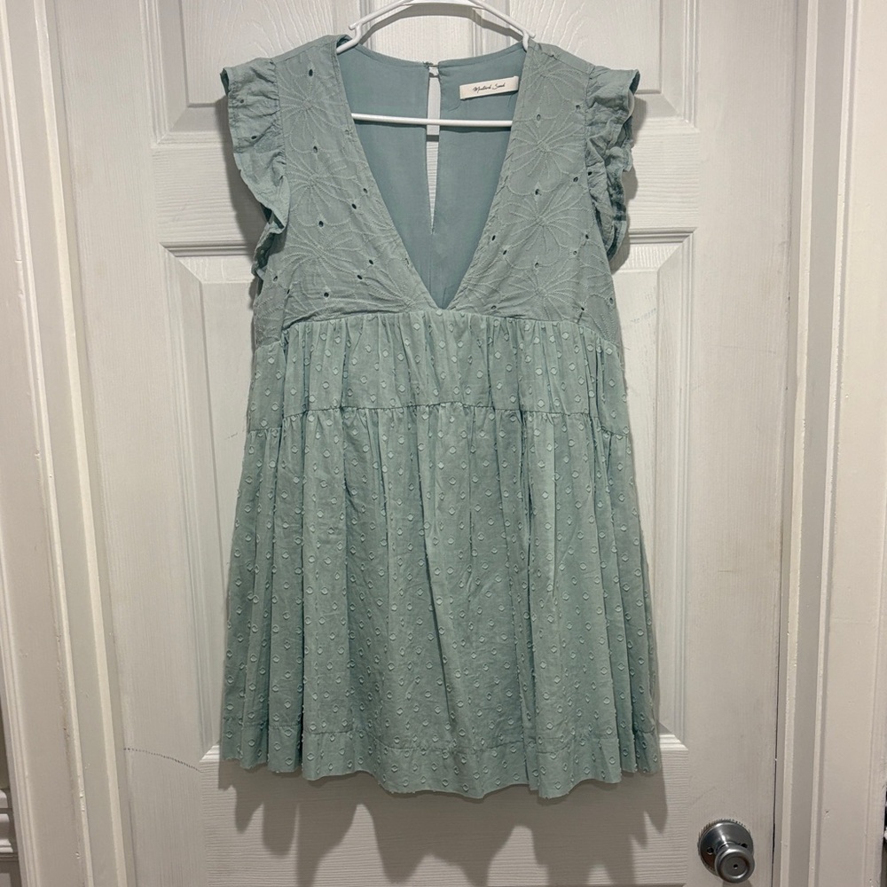 Mustard Seed Light Green Ruffled Romper
